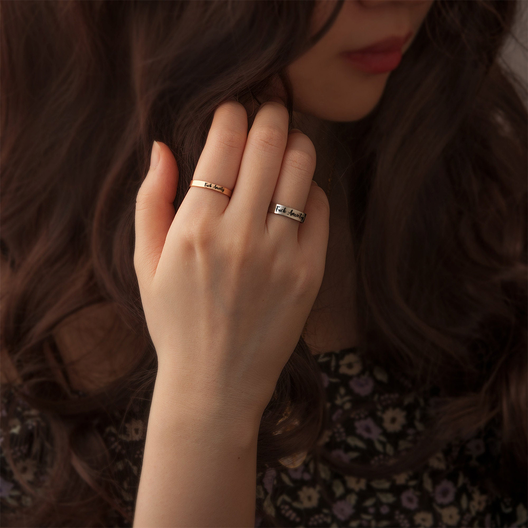 S925 Fuck Anxiety Circle Ring