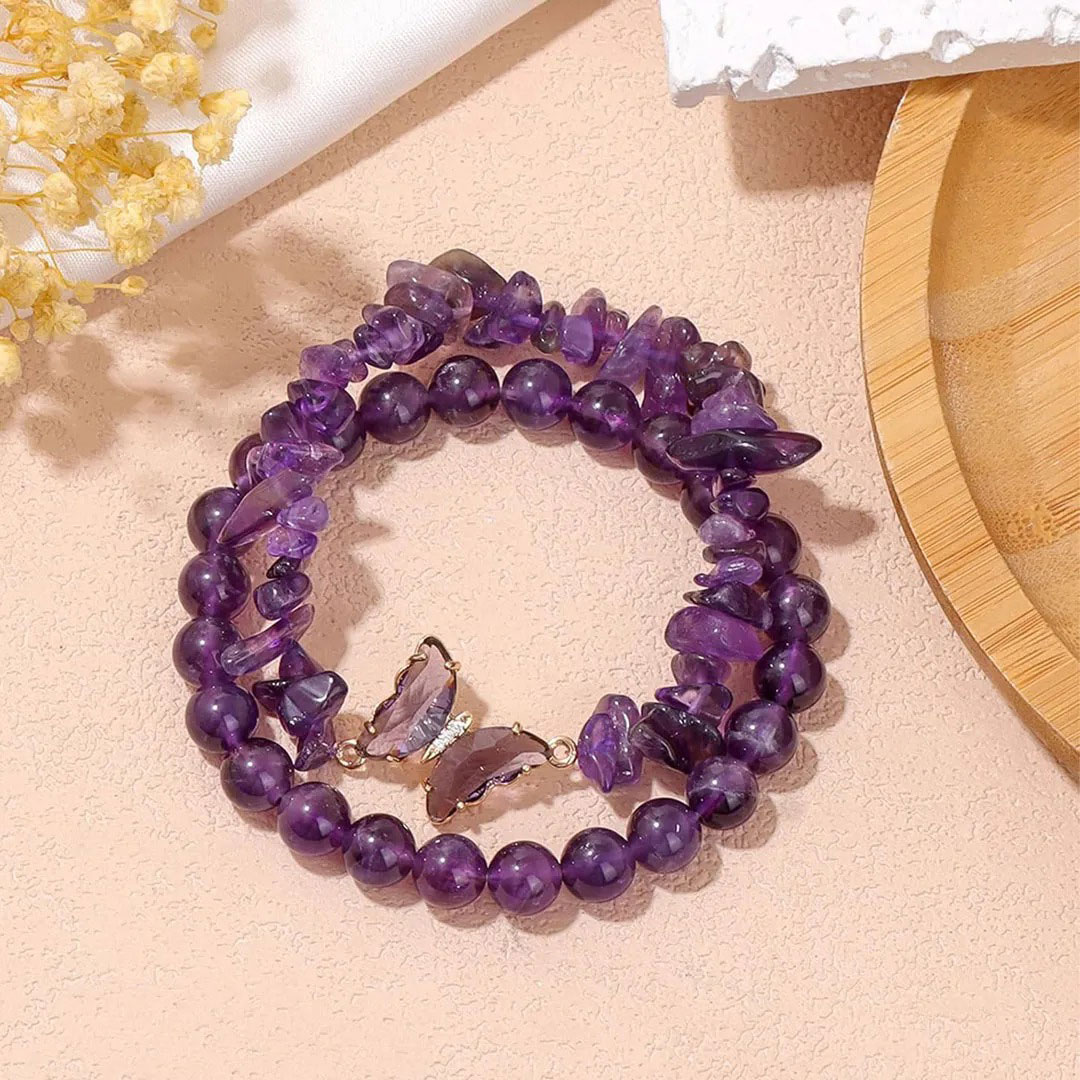 They Fly With Us Every Day Double-layer crystal butterfly bracelet