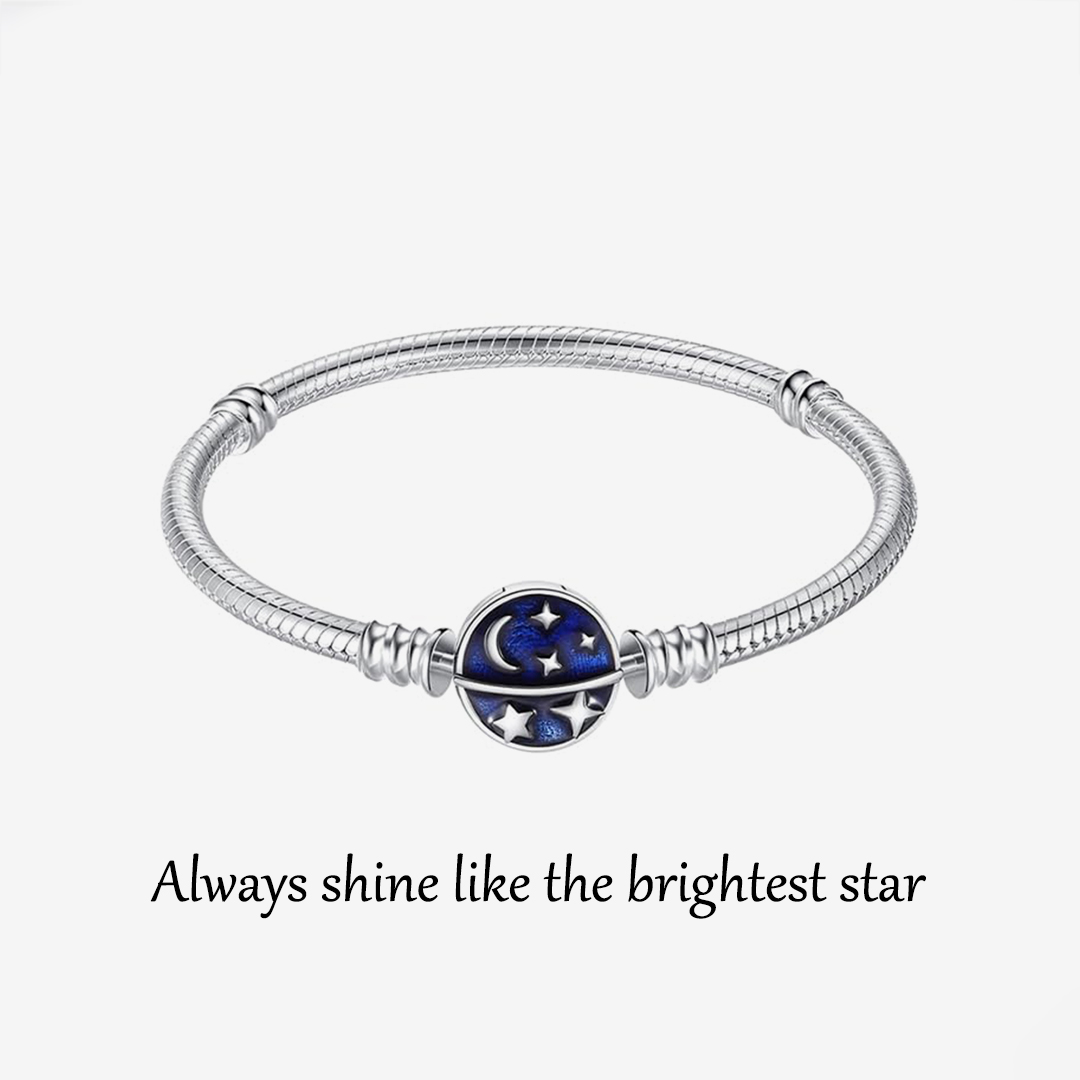 For Bonus Daughter - S925 Always Shine Like The Brightest Star Blue Planet Beaded Bracelet