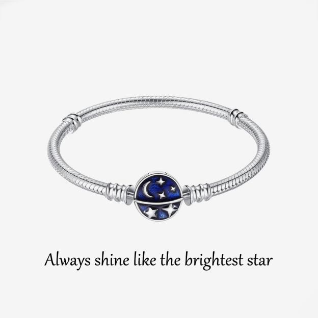 For Bonus Daughter - S925 Always Shine Like The Brightest Star Blue Planet Beaded Bracelet