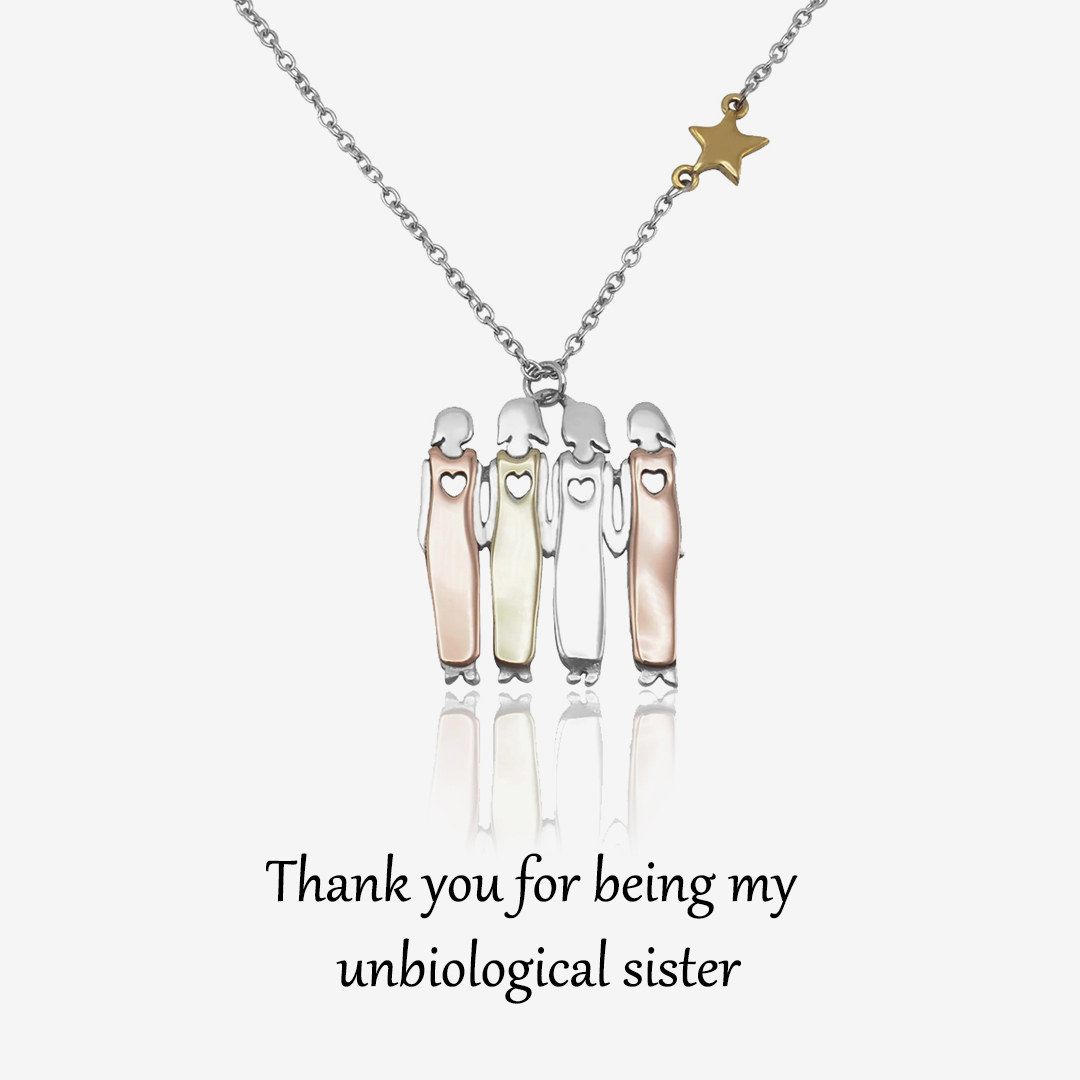 For Friend - Thank You For Being My Unbiological Sister Sister Star Pendant Necklace