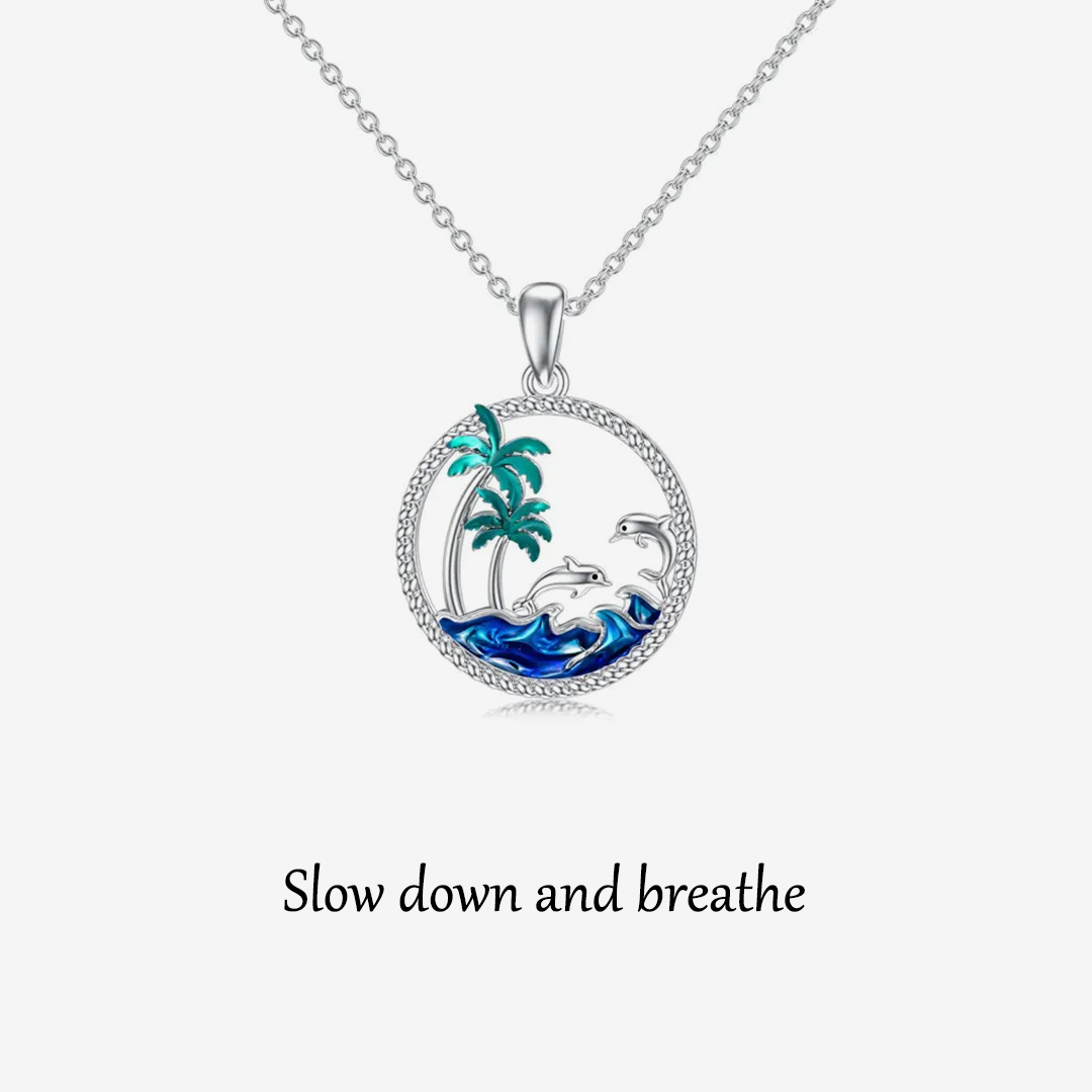 S925 You Need to Slow Down and Breathe Palm Tree Necklace