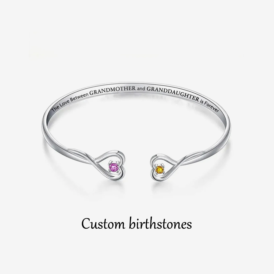 For Granddaughter - I Will Always Be with You Love Forever Birthstone Double Heart Heart Bracelet