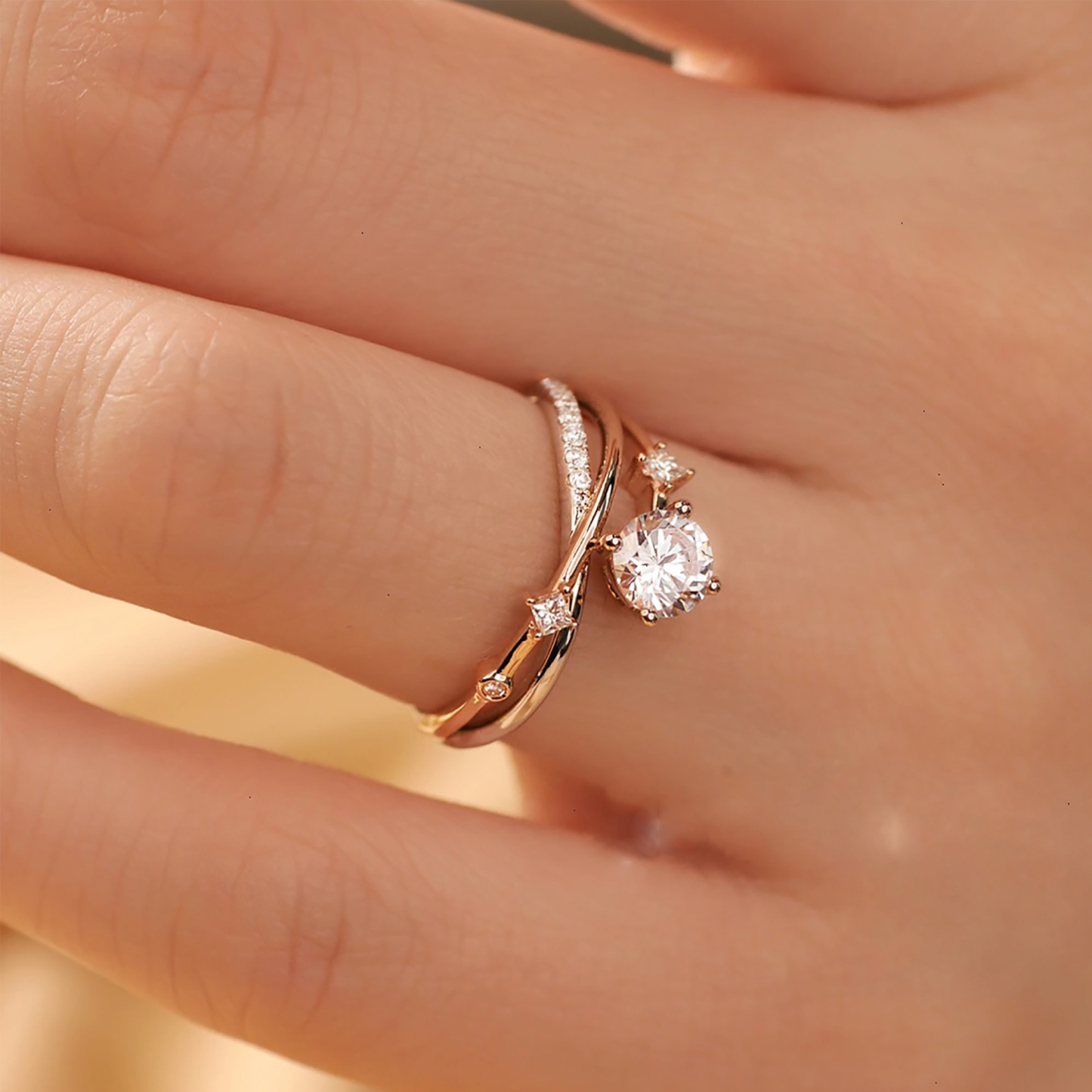 Diamond Cross Open Ring