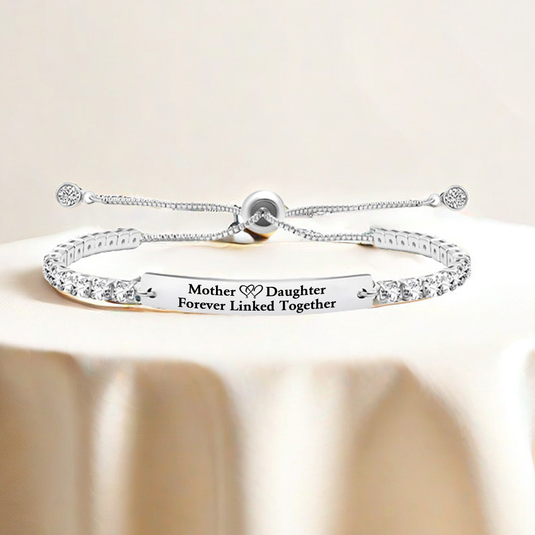 Mother and Daughter Forever Linked Together Long Strip Tennis Bracelet
