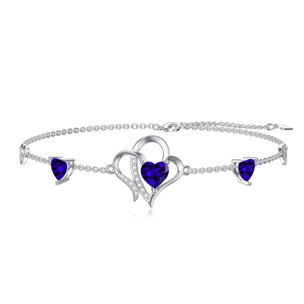 For Daughter-in-Law - S925 Birthstone Double Heart Bracelet
