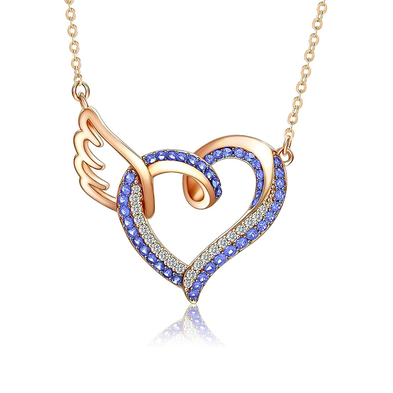 For Memorial - Life And Death Birthstone Love Wings Necklace