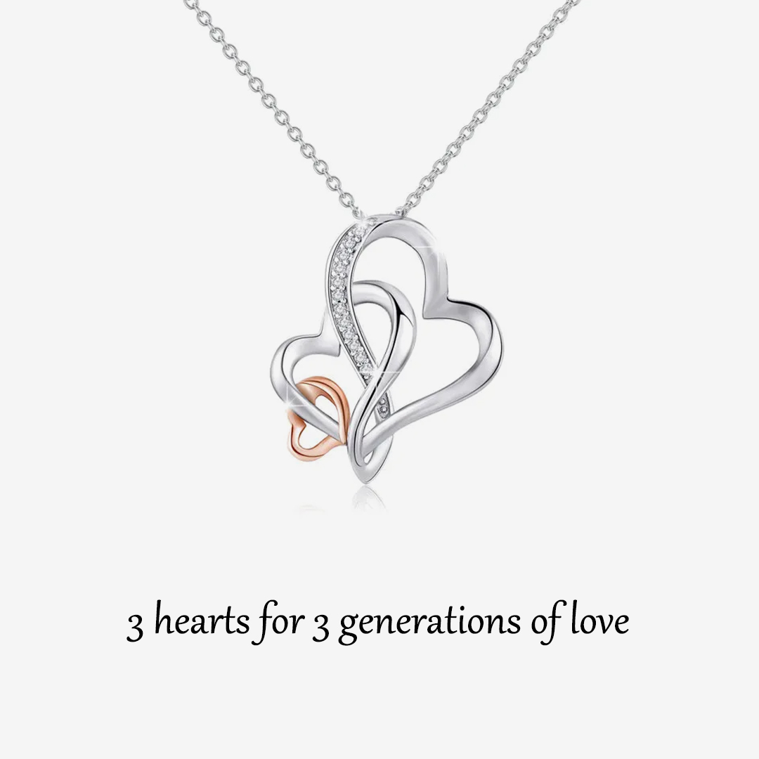 S925 Three Hearts for Three Generations of Love Heart to Heart Necklace