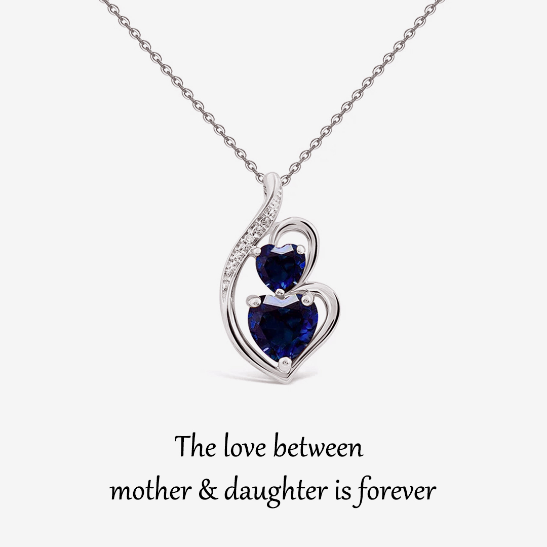 For Daughter - S925 The Love Between Mother and Daughter is Forever Blue Hearts Crystal Necklace