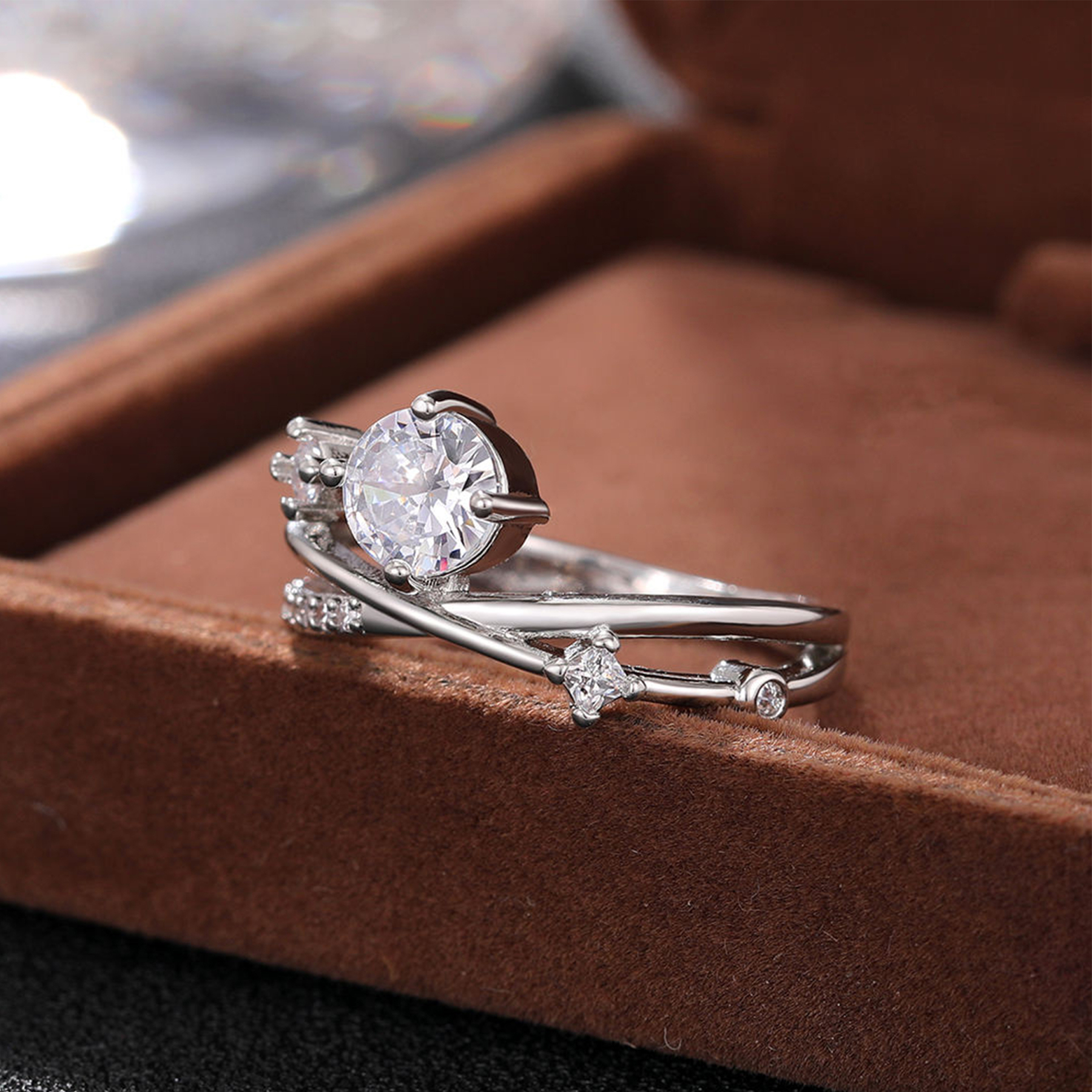 Diamond Cross Open Ring