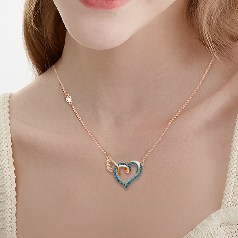 For Memorial - Life And Death Birthstone Love Wings Necklace