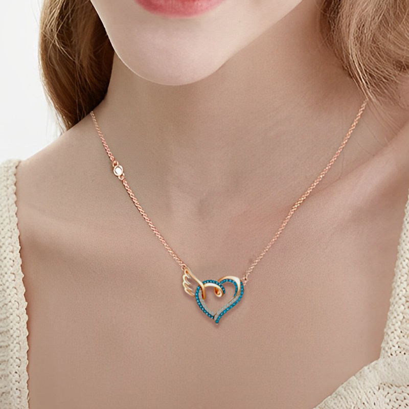 For Memorial - Life And Death Birthstone Love Wings Necklace