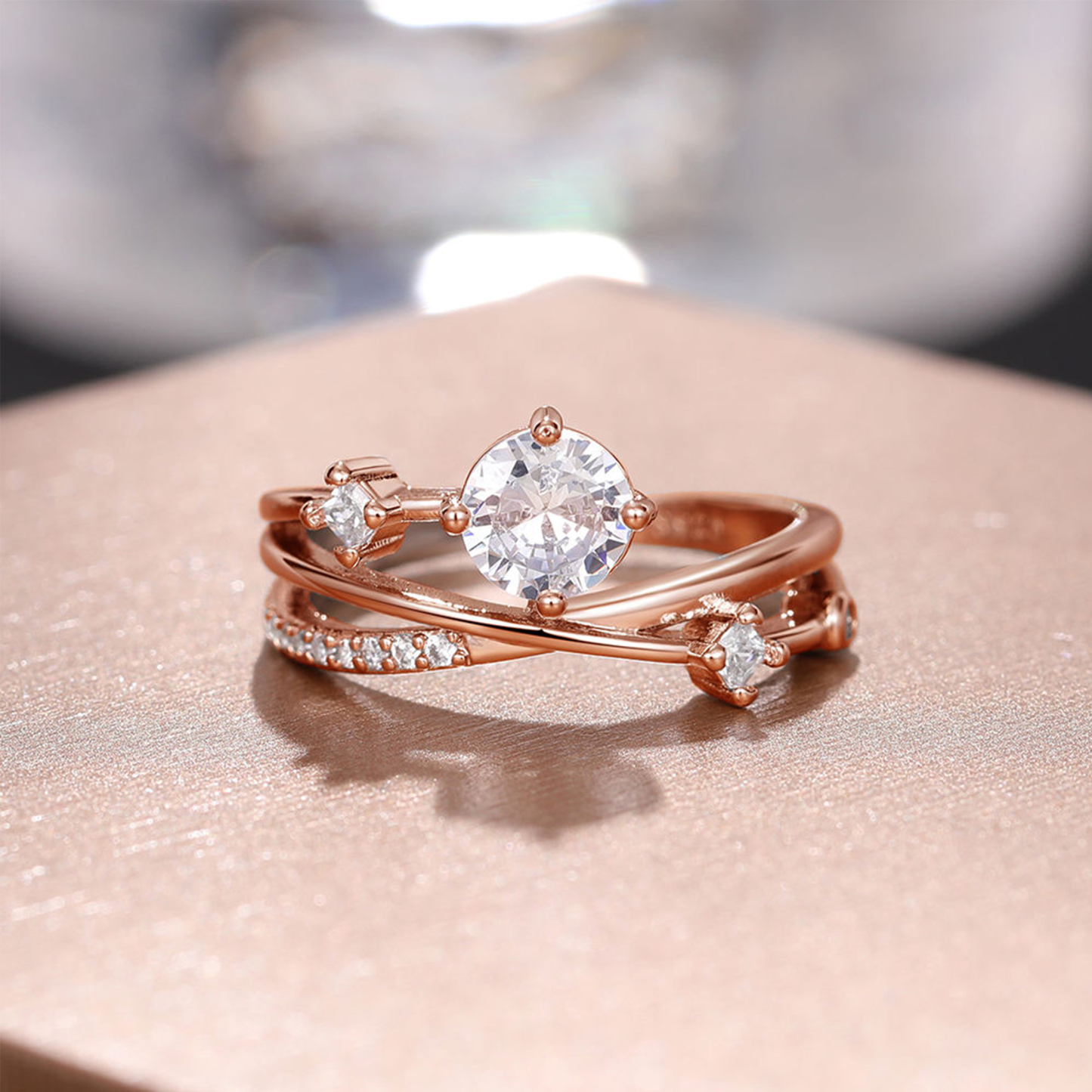 Diamond Cross Open Ring