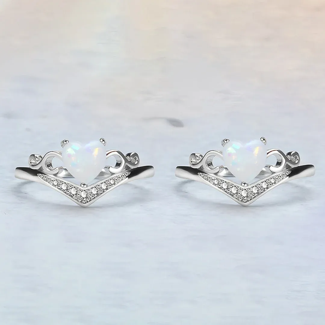 Matching Mother & Daughter Love Crown Opal Ring