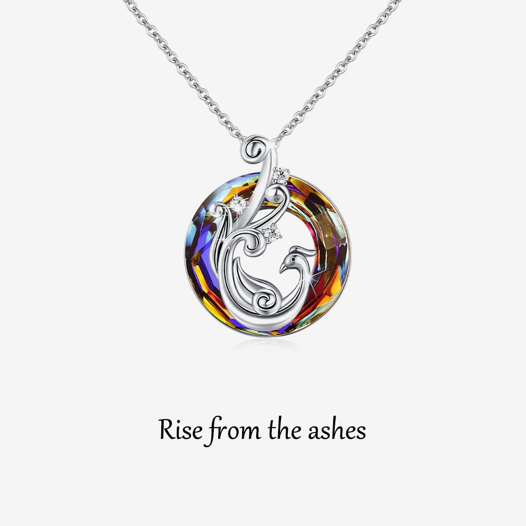 For Self - S925 I Survived Because The Fire Inside Me Burns Brighter Than The Fire Around Me Colorful Phoenix Necklace