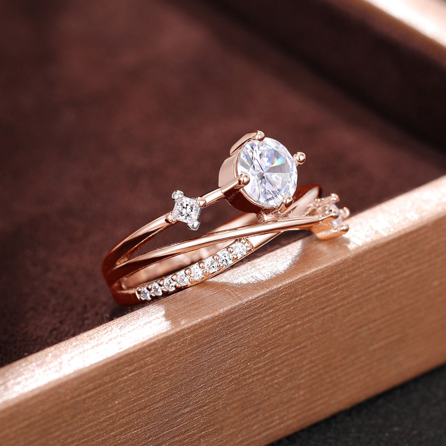 Diamond Cross Open Ring