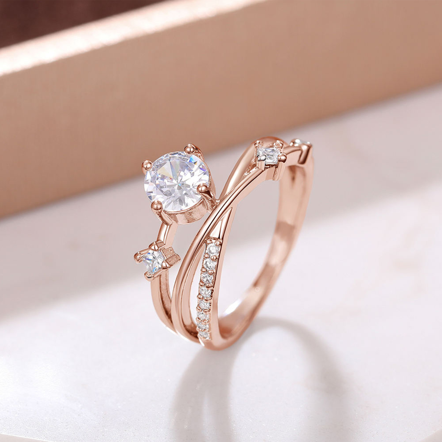 Diamond Cross Open Ring
