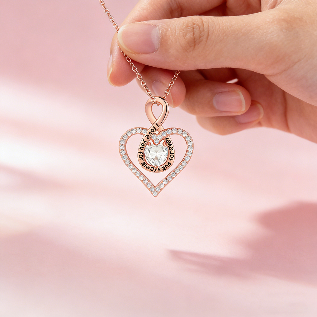 For Mom - I Love You Diamond Infinity Heart Necklace