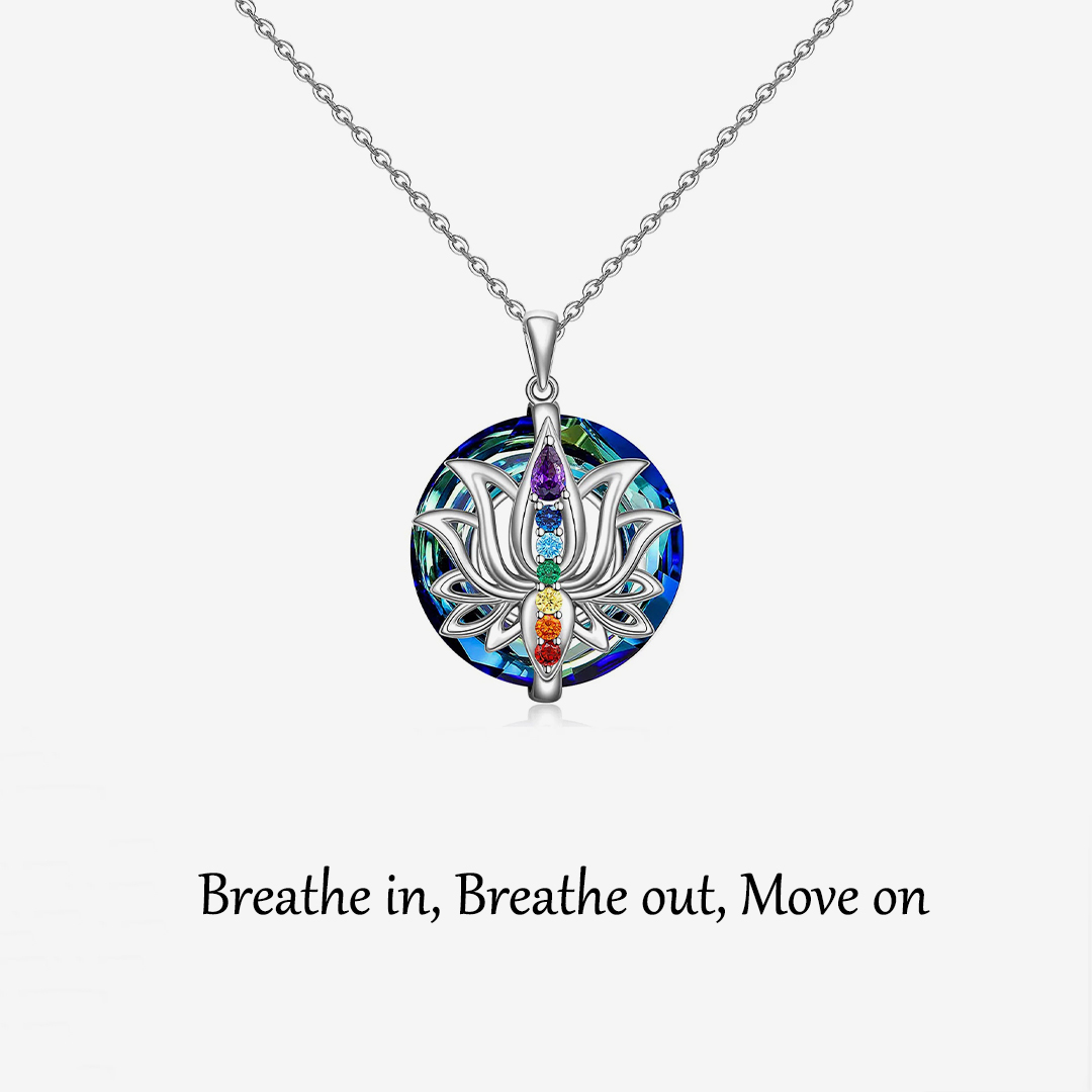 S925 Move on Colorful Crystal Lotus Necklace