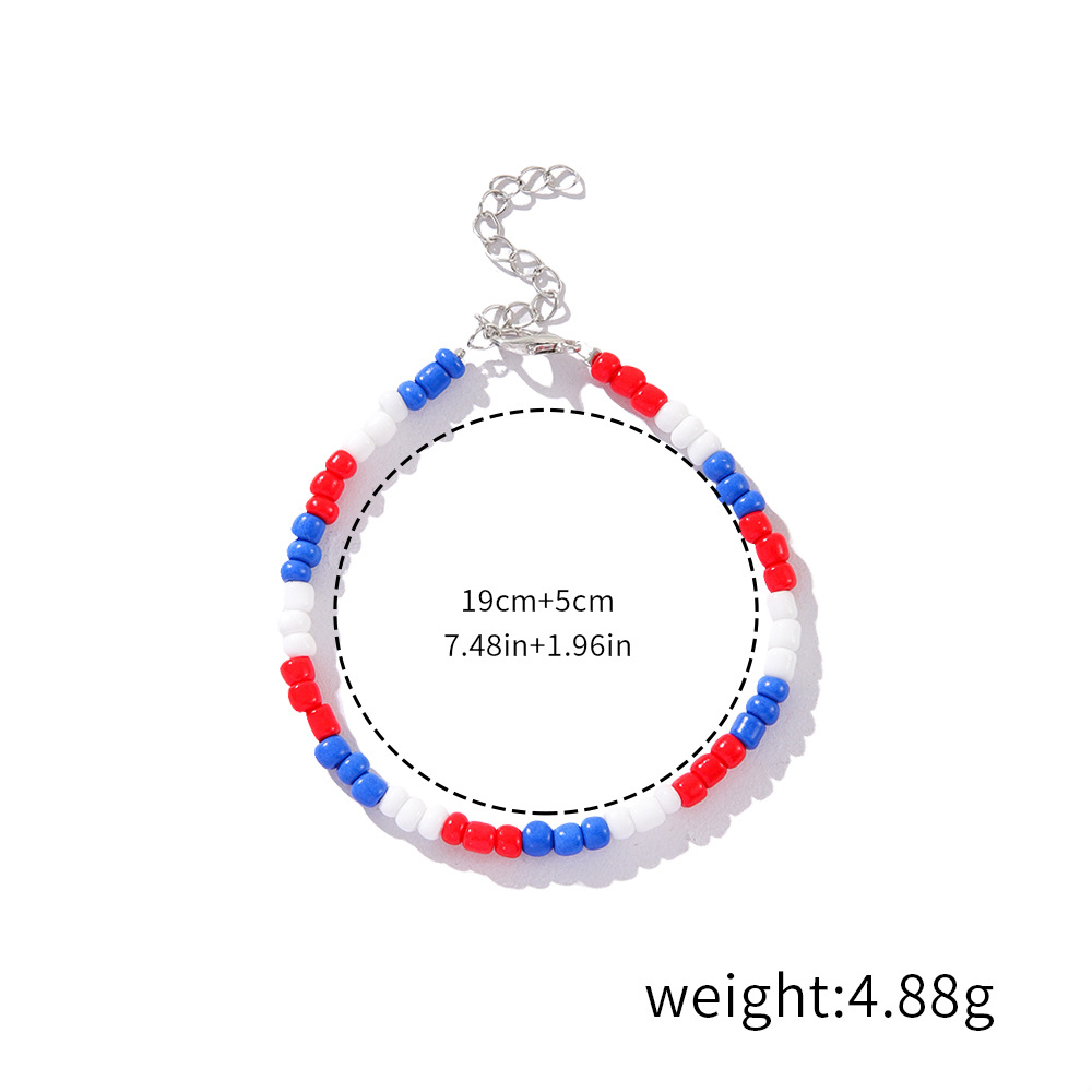 Red-Blue-White Beads Bracelet
