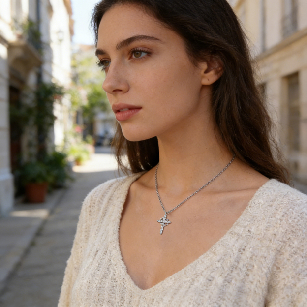 Easter Day Special Offer - Jesus Is With You Always Crown Cross Necklace