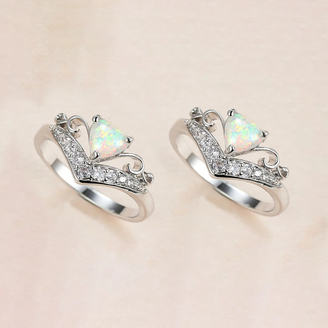 Matching Mother & Daughter Love Crown Opal Ring