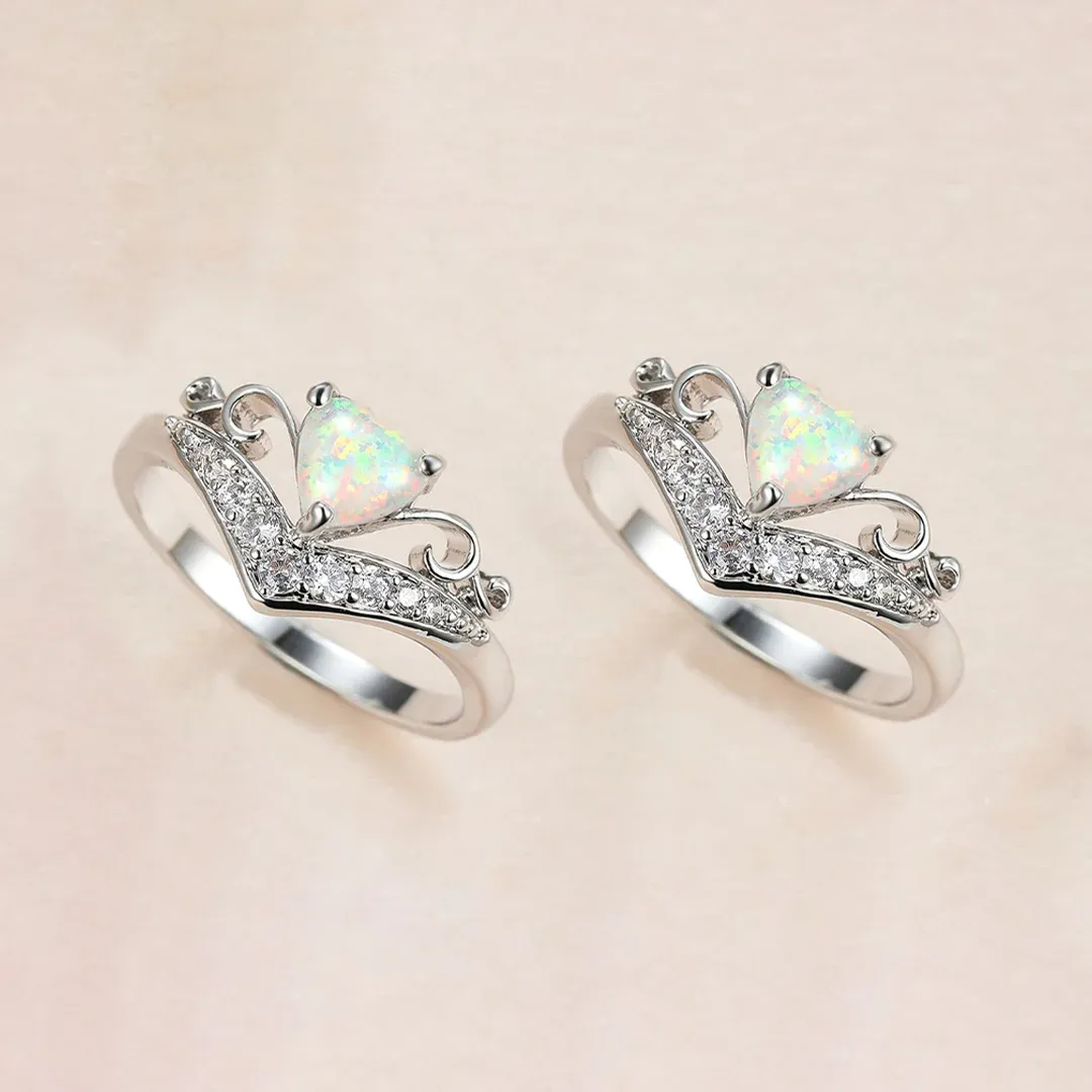 Matching Mother & Daughter Love Crown Opal Ring