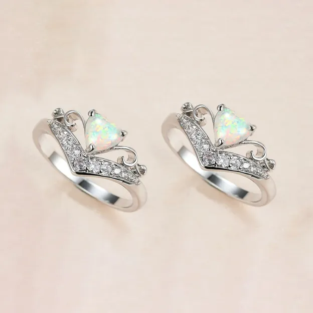 Matching Mother & Daughter Love Crown Opal Ring