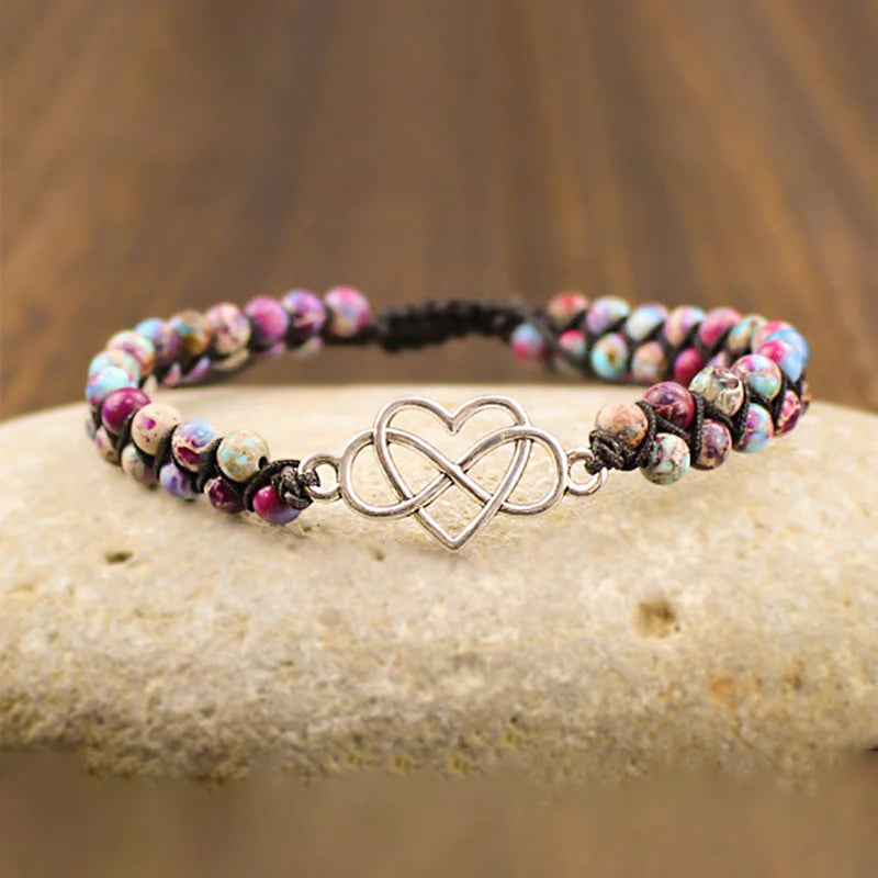 For Granddaughter - Grandmother & Granddaughter A LINK THAT CAN NEVER BE UNDONE Heart Beads Bracelet