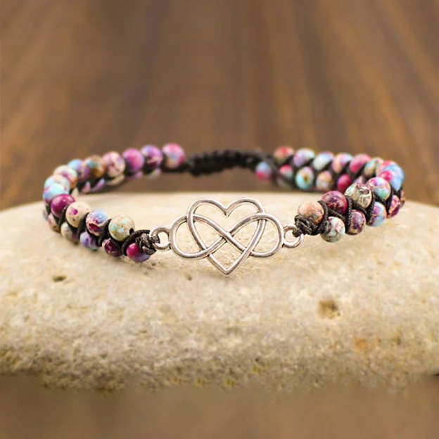 For Granddaughter - Grandmother & Granddaughter A LINK THAT CAN NEVER BE UNDONE Heart Beads Bracelet