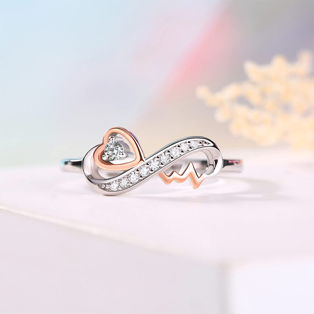 For Granddaughter - S925 I Am So Proud Of You Infinite Love Heartbeat Ring