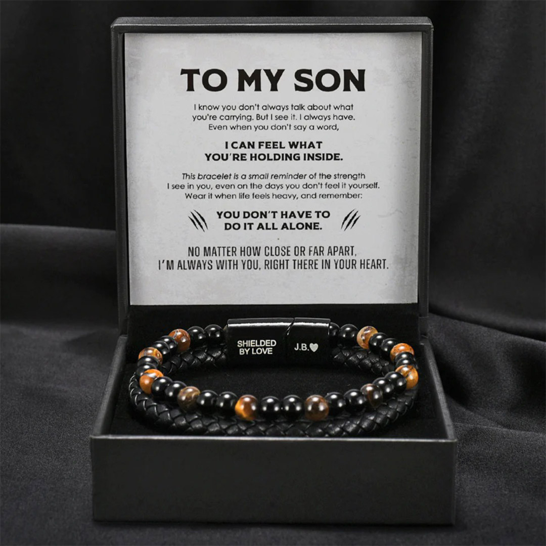 For Son - I'm Always With You Tiger Eye Protection Beaded Bracelet