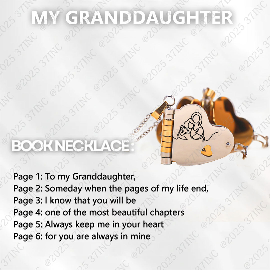 For Granddaughter - The Most Beautiful Chapter Heart Book Necklace