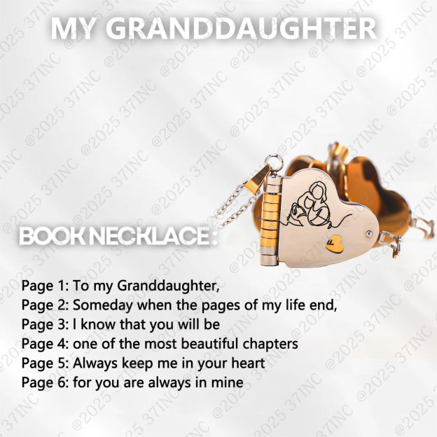 For Granddaughter - The Most Beautiful Chapter Heart Book Necklace