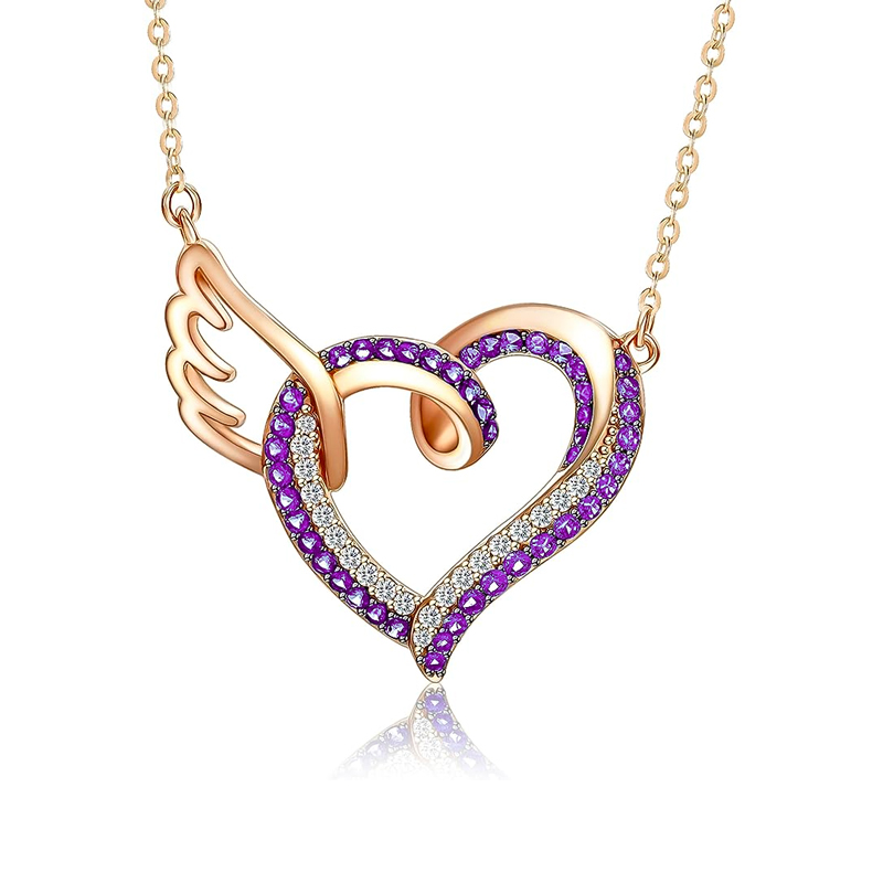 For Memorial - Life And Death Birthstone Love Wings Necklace