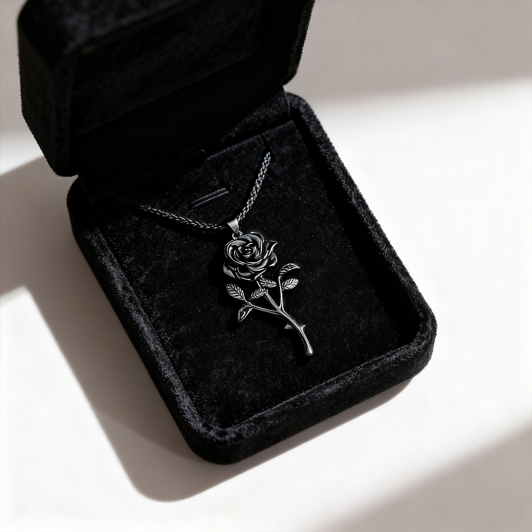 Begin Again Black Rose Necklace