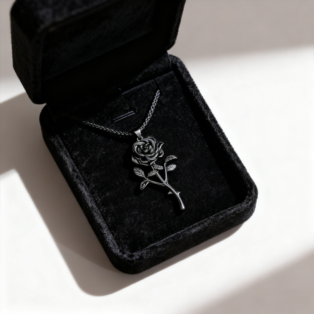 Begin Again Black Rose Necklace