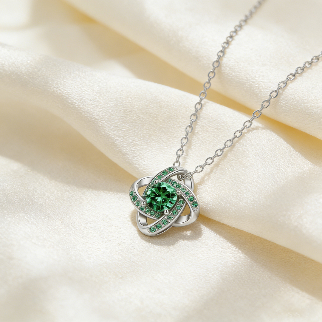 Irish Celtic Knot Emerald Necklace
