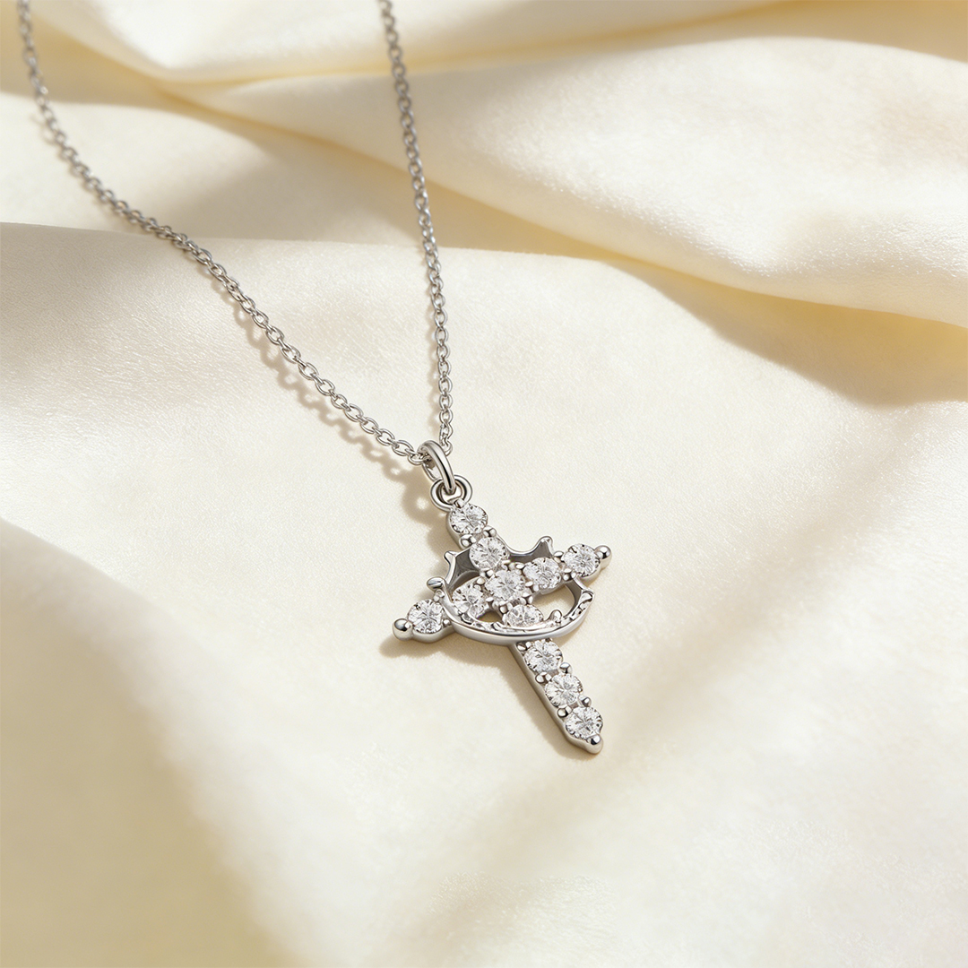 Easter Day Special Offer - Jesus Is With You Always Crown Cross Necklace