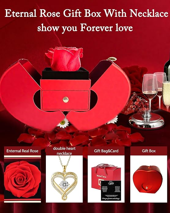 For Love - I Love You For Always & Forever Necklace With Rose Box