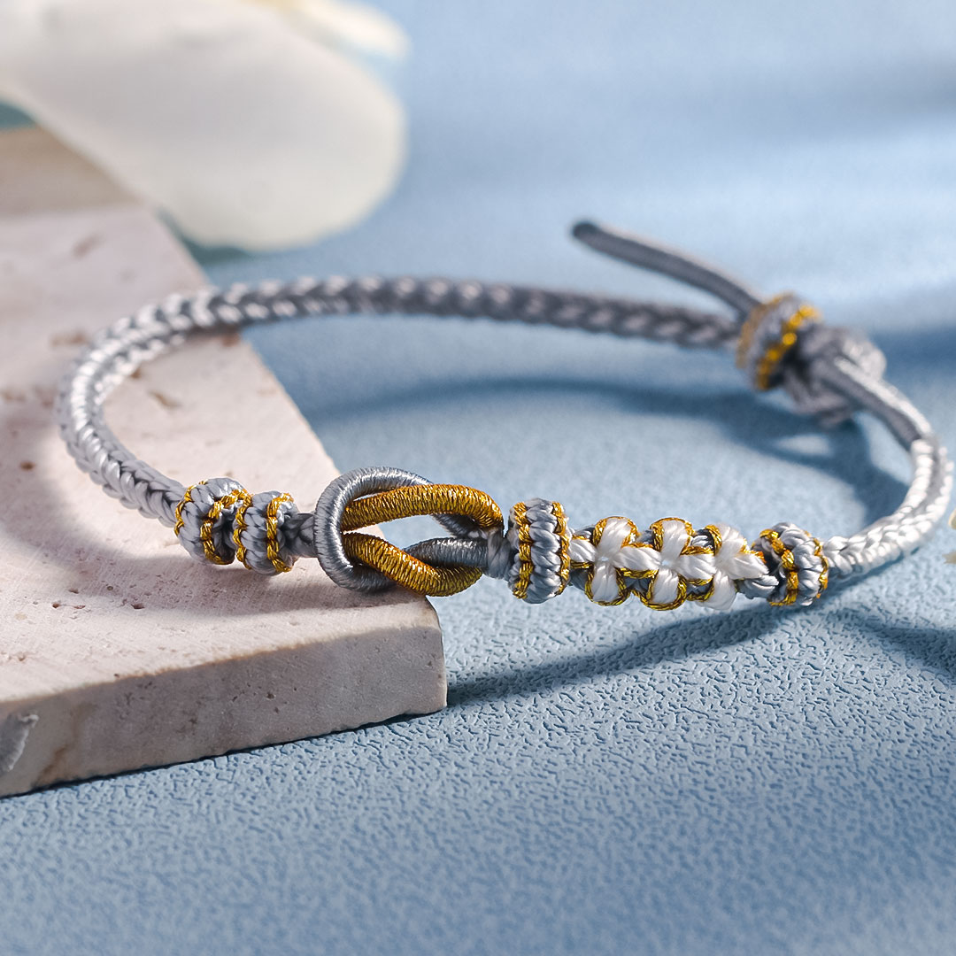 For Granddaughter - Grandmother And Granddaughter A link That Can Never Be Undone Peach Knot Bracelet