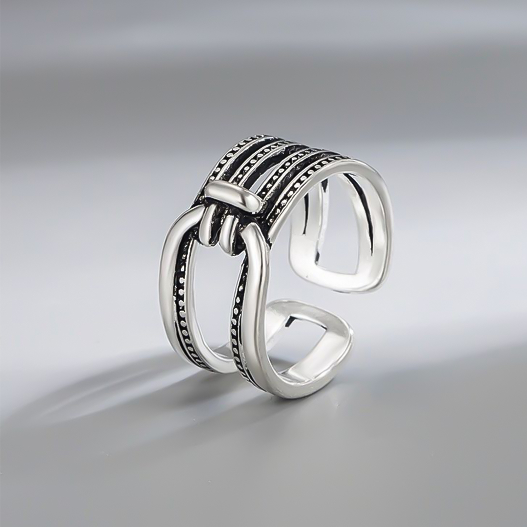 For Daughter - S925 Mother & Daughter Forever Linked Together Horseshoe Buckle Open Ring