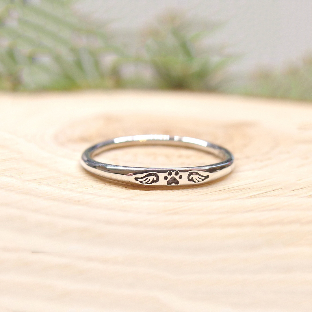 FOR MEMORIAL - My Four-legged Angel is Always Near By Tiny Paw With Wings Ring