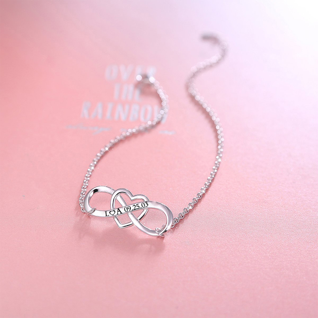 For Love - S925 Customized Infinite Love Bracelet With Initials And Date