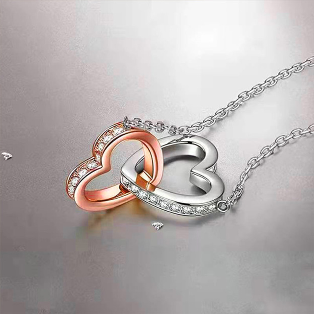S925 The Love Between Mother And Daughter Is Forever Heart to Heart Necklace