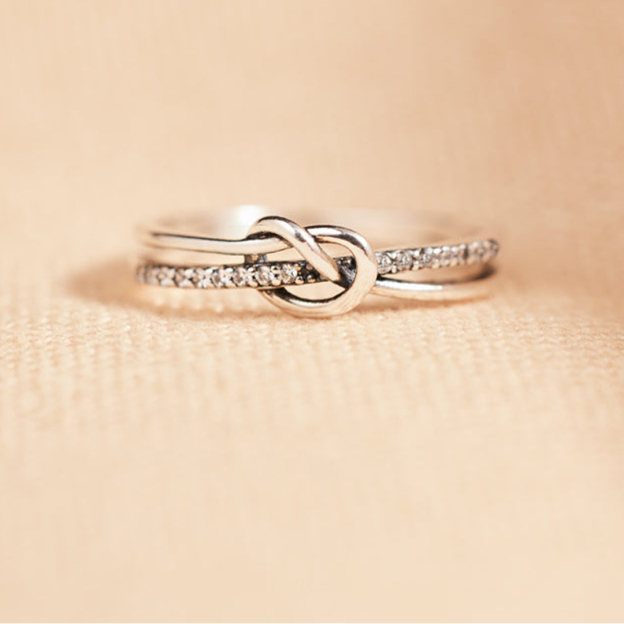 S925 The Love Between Mother And Daughter Is Forever Double Knot Ring