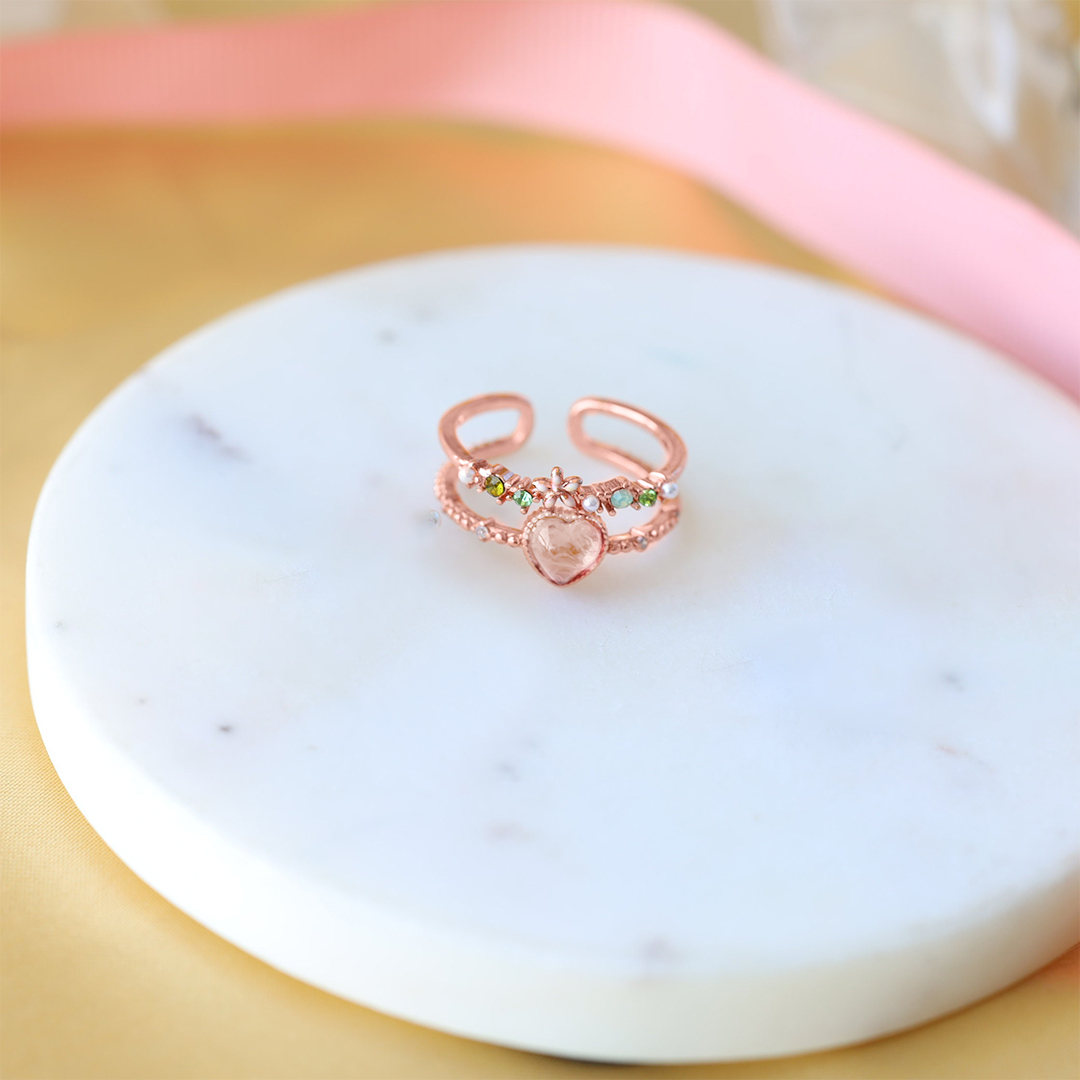 For Daughter - S925 I Love You Forever And Always Heart Flower Ring