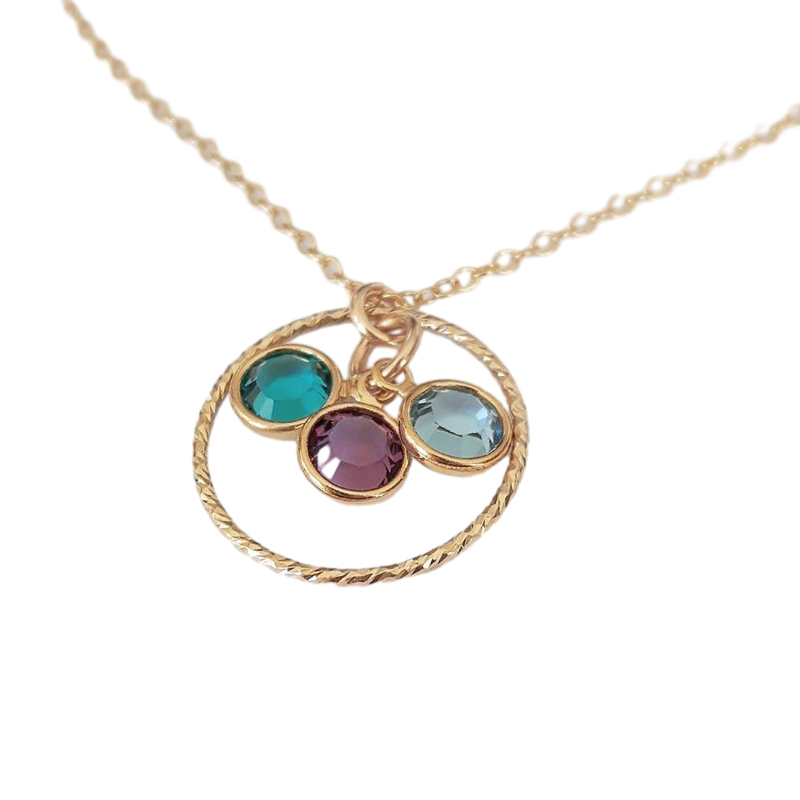Circle Birthstone Custom Necklace