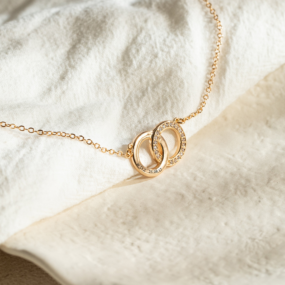 For Love - S925 We Are Forever Linked Together Initials Date Custom Interlocking Necklace
