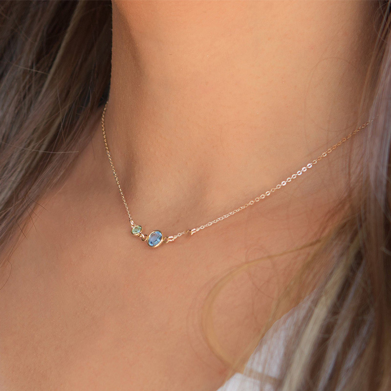 S925 Mother & Daughter Forever Linked Together Birthstone Custom Necklace